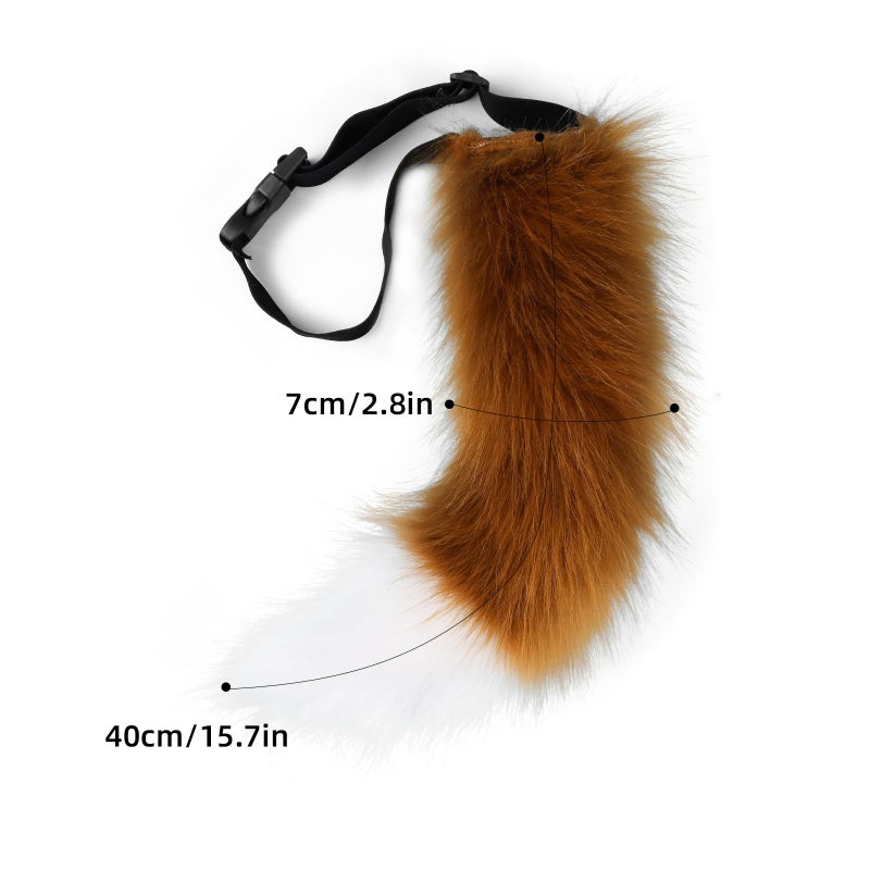 BANLAN Faux Fur Fox Costume Cat Tail Cosplay Halloween Christmas Party Costume One Size, Brown - Image 2